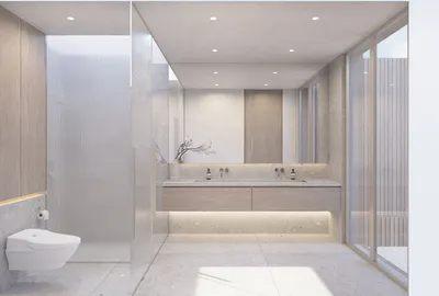 620 Adelaide Drive, Santa Monica, CA: Bathroom with glass shower (rendering)