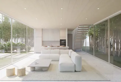 620 Adelaide Drive, Santa Monica, CA: ADU living room (rendering)