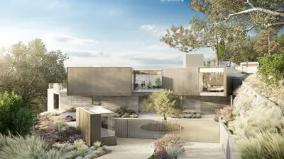 960 Stradella Road, Bel Air, CA: Front yard (rendering)