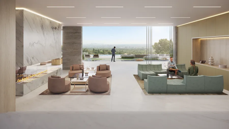 960 Stradella Road, Bel Air, CA: Entrance inside room (rendering)