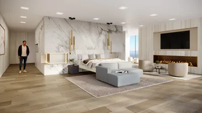 960 Stradella Road, Bel Air, CA: Master bedroom 1 (rendering)